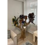 WOODEN MAN Dekoratif Büyük Ahşap Çiçeklik 8 Bölmeli Modern Saksı Standı Ahşap Rengi Mdf 125 cm