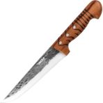 Wooden Saplı Dövme Kasap Bıçağı 18,5 cm - Gümüş