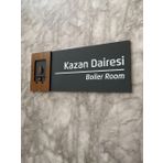 Wooden Serisi Kazan Dairesi Kapı Isimliği Kendinden Yapışkanlı Yönlendirme Levhası
