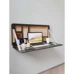Wooden Studio Lumo Duvara Monte Masa, Ahşap Ofis Masası, Katlanır Bilgisayar Masası, Çocuk Ders Çalışma Masası, Modern Raflı Masa, Portatif Duvar Masası, Açılır Kapanır Masa, Mimar Çizim Masası - 85x38x8 - Siyah