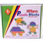 Wooden Toys Intellectual 125 Parça Blocks Puzzle