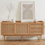 Woodendecoration Arya Konsol – Retro Stil Hasır Kapaklı Ahşap Mobilya - Bej