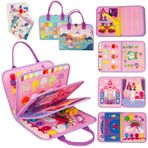 WOODENFUN Quiet Book Montessori Oyuncak Bebek Busy Board Aktivite Kitabı 1 2 3 yaş çocuklar için anaokulu (pembe prenses)