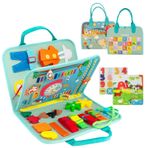 WOODENFUN Quiet Book Montessori Oyuncak Bebek Busy Board Aktivite Kitabı 1 2 3 yaş çocuklar için anaokulu (yeşil çiftlik)