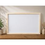 Woodenova Ahşap Çerçeveli Yazılabilir Duvar Panosu 100X60 cm – Silinebilir Not & Menü Tahtası - Bej