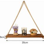Woodenova Ahşap Halatlı Askılı Duvar Rafı Dekoratif Tekli Raf 35×9 cm – Renk Seçenekli - Ceviz