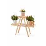 WOODENSA Ahşap Çiçek Saksı Standı Naturel Çiçek Rafı Balkon Saksılık wdn011
