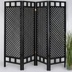 Woodensa Ahşap Paravan Seperatör Oda Bölücü Ayırıcı 4 Kanat Siyah WDN411 - 160 X 200 CM