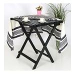Woodensa Balkon Masası Bahçe Masası Katlanır Masa Ahşap Masa Siyah WDN610