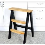 WOODENSA Katlanır Ahşap Merdiven 3 Basamaklı Ev Tipi Kullanım için Şık ve Dayanıklı Tasarım
