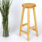 Woodensa Masif Ahşap Bar Sandalyesi Kiraz Renkli Mutfak Taburesi Yuvarlak 70 cm Yükseklik