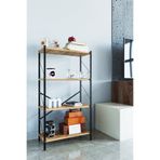 WOODENSA Metal Kitaplık 4 Raflı Çok Amaçlı Dosya Kitap Rafı Ofis Salon Raf 112 Cm Ceviz