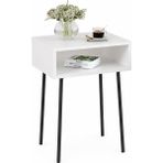 Woodensa Mira Basucu Komodin Şık Tasarımlı Metal Ayakli Sehpa Dekoratif Kitaplik Beyaz 40X30X60 cm - Beyaz - Siyah