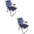 Woodensa Plastik Kollu Katlanir 2 Li Piknik ve Kamp Sandalyesi Mavi 46,5X40,5X41 cm Sirt 57X55X81 cm - 5 x 41 cm - Lacivert