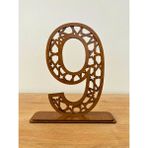Woodenzoo 9 Yaş Doğum Günü, Özel Günler, Hediyelik Ayaklı Masa Dekoru - Acı Kahverengi
