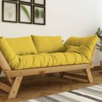 Woodesk Adalar Masif Ahşap İkili Kanepe, Natural-Sarı Renk