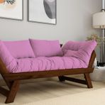 Woodesk Adalar Masif Ahşap Kanepe, Ceviz-Pembe Renk