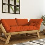 Woodesk Adalar Masif Ahşap Kanepe, Natural-Turuncu Renk