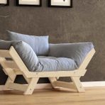 Woodesk Adalar Masif Ahşap Natural Renk Berjer (Gri)