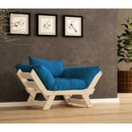 Woodesk Adalar Masif Ahşap Natural Renk Berjer (Mavi)