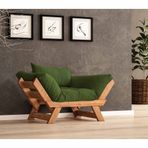 Woodesk Adalar Masif Ahşap Tik Renk Berjer (Yeşil)