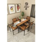 Woodesk Alaca Masif Ahşap Bahçe Masa + 6 Sandalye Takım
