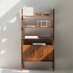Woodesk Alba Masif Ahşap 140x75 Kitaplık ve Raf Ünitesi Tik Renk Cpt4676-50