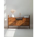 Woodesk Cpt4710-170 Oasis Masif Ahşap 140x90 cm Tik Renk Dolap