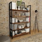 Woodesk CPT6009-180 Tik Buket Masif Ahşap 180x124 Kitaplık