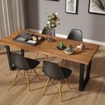 Woodesk CPT7353-180 180x80 cm Beril Masif Tik Renk Sandalyeli Masa Takımı