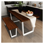 Woodesk CPT7522-140 140x70 cm Mayıs Masif Ceviz Banklı Yemek Masası