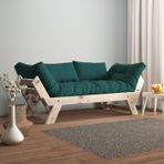 Woodesk CPT8110-210 Adalar Masif Natural-Petrol Renk 2'li Kanepe