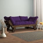 Woodesk CPT8121-210 Adalar Masif Ceviz-Mor Renk 2'li Kanepe