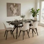 Woodesk Gala, Masif Ahşap, Mutfak, Salon, Balkon, Masa Takımı (Masa + 4 Sandalye) - 140 x 80 - Ceviz