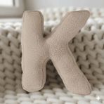 Woodesk Litera, K Harfi, Yastık, Kırlent, Elyaf Dolgulu, Welsoft Kumaş, 40 cm - 30 x 40 cm - Bej