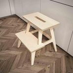 Woodesk Pikola Masif Ahşap Merdiven, Tabure ve Raflı Sehpa, Natural CPT3001-47
