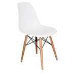 Woodesk SND3005-BYZ Luna Ağaç Ayaklı Eames Beyaz Sandalye