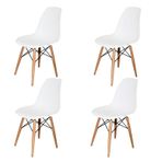 Woodesk SND3009-4BYZ Luna Ağaç Ayaklı 4 Adet Eames Beyaz Sandalye