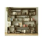 Woodesk Yonca Masif Ahşap Kitaplık, Ceviz Renk, 200X200 Cm