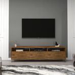 Woodface Holmes Ceviz Televizyon Sehpası ve Ünitesi 178x50 Masif Dekoratif Metal Firkete Ayaklı