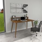 WOODFACE Kelly Masif Ofis Çalışma Masası 110x60 Doğal Ahşap Tek Raflı Ağaç Ayak Ceviz Renk