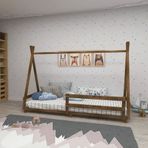 Woodface Panda Ahşap Montessori Ceviz Karyola