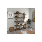 WOODFACE Soft Ayaklı Kitaplık 145x115 Doğal Ahşap 5 Raflı Özel Tasarım Çok Amaçlı Kullanım Ceviz