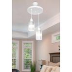 Woodhub 1 Aksel 2'li Avize Şeffaf Optik Camlı Beyaz 61-70 cm Modern E27 Beyaz