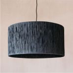 Woodhub 1 Doğal Kağıt Rafya Modern ve Bohem Siyah Avize E27 Hasır Halat Siyah