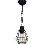 Woodhub 1 Küpeli Tekli Sarkıt Avize (Siyah) E27 Metal 51-60 cm Modern Siyah