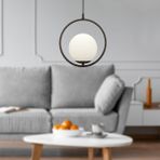 Woodhub 1 Luis Tekli Siyah Sarkıt Beyaz Camlı Modern Sarkıt Mutfak Salon Sarkıt Avize Siyah Modern E27 Mutf