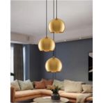 Woodhub 108-1 Bronz 3lü Küre Sarkıt Aydınlatma Pirinç Renk - Ahşap