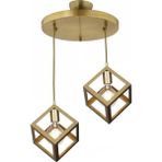 Woodhub 2 Rustik Retro Model Geometrik Sarkıt Metal Küp Avize E27 Altın Rustik Metal