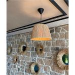 Woodhub 20 -34 cm Bohem Modern Hasır Rafya Avize Bambu Sarı Tekli 1 E27